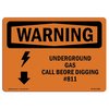 Signmission OSHA, Underground Gas Call Before Digging #811, 18in X 12in Rigid Plastic, OS-WS-P-1218-L-12866 OS-WS-P-1218-L-12866